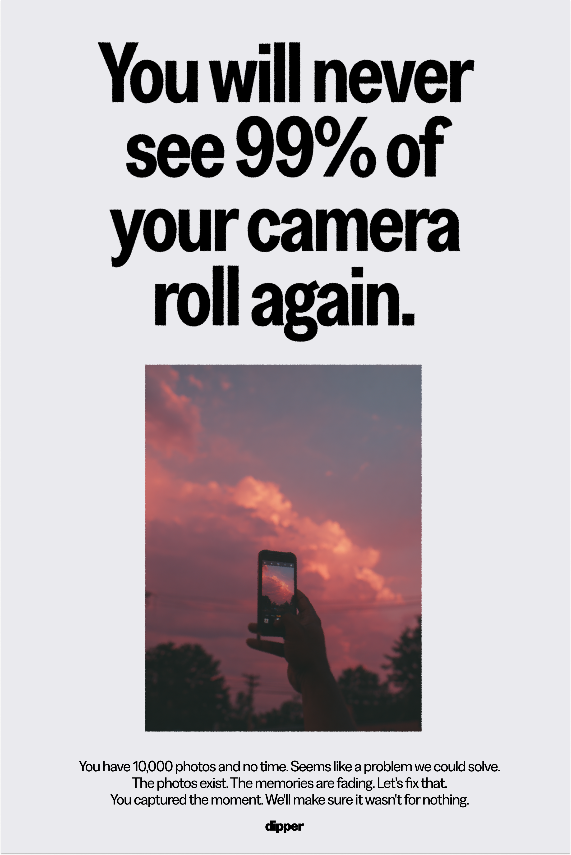 Dipper app camera roll advertisement