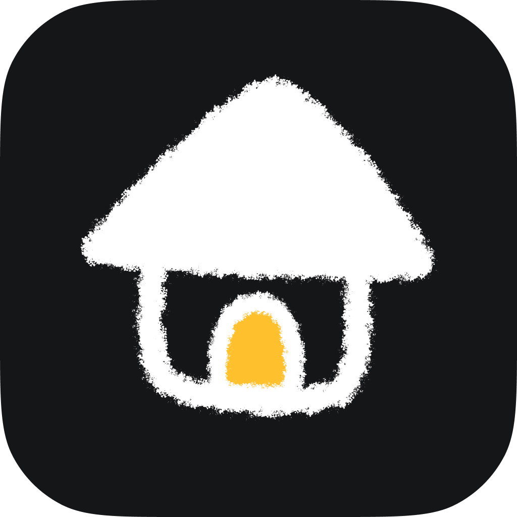 Home icon white and yellow on black