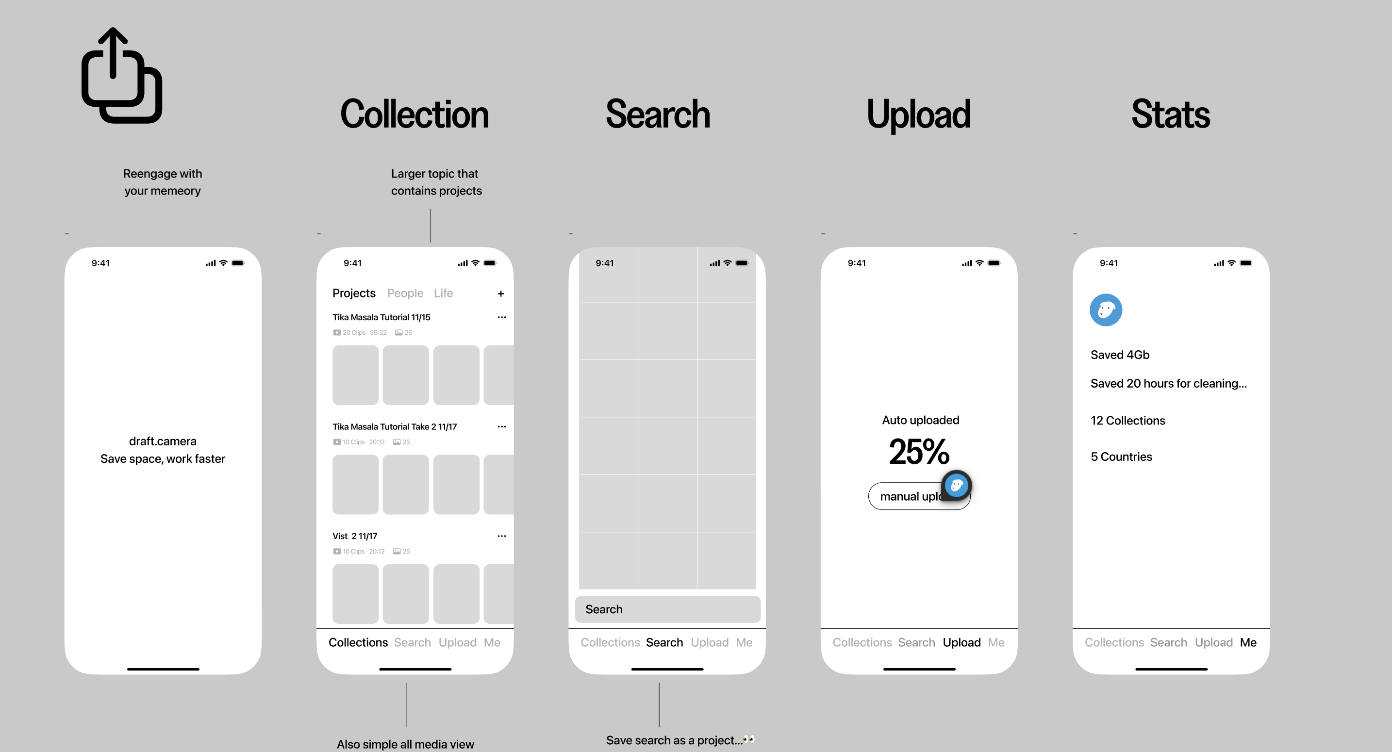 draft camera app concept ui design