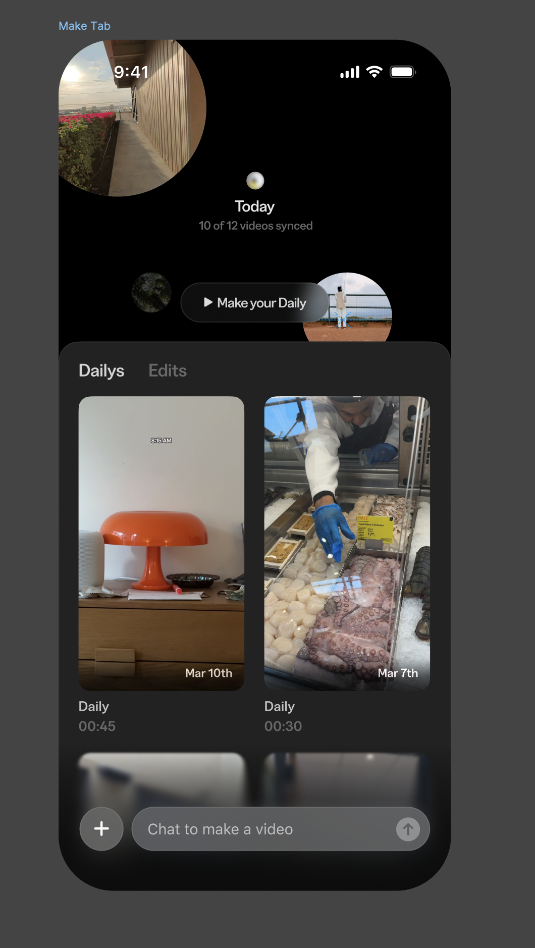 Mobile app video daily view