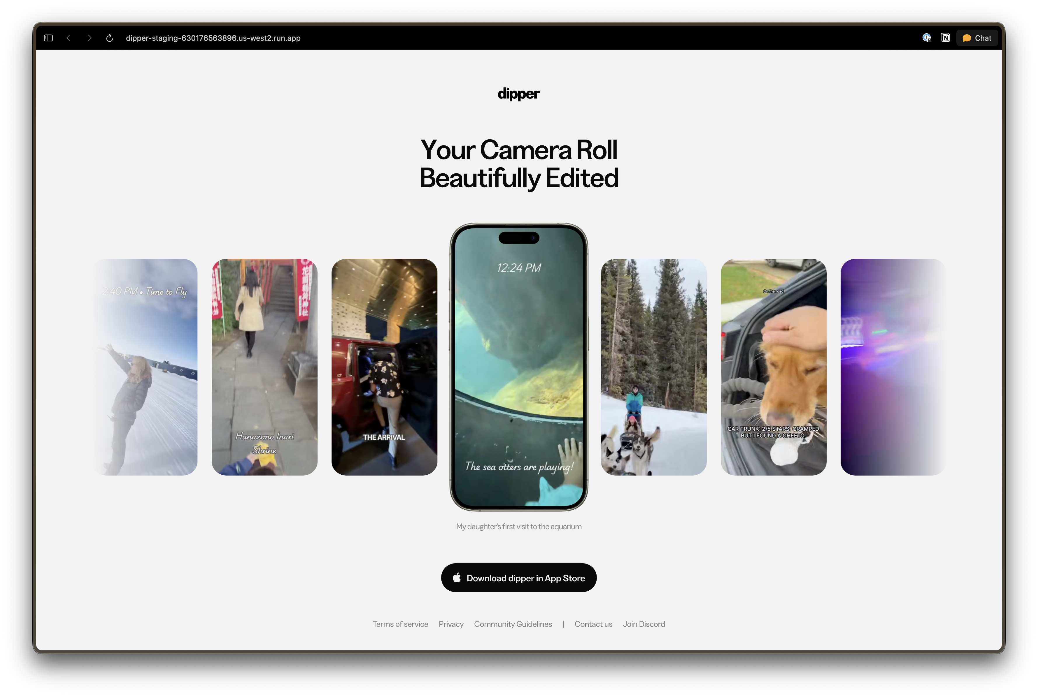 Dipper app camera roll showcase